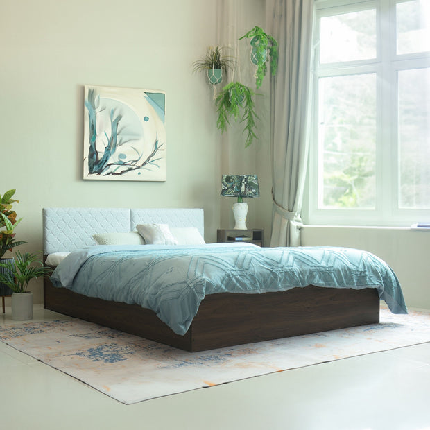 Lush Deluxe Queen Bed Walnut Base With Box Storage (Non-Woveen)