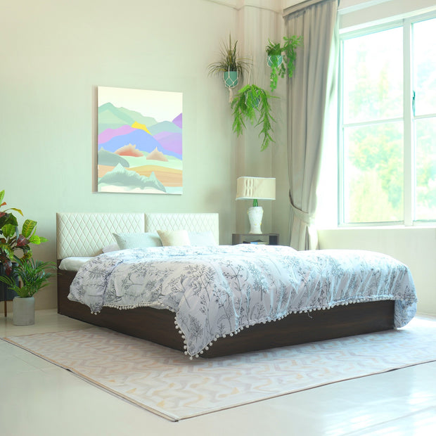 Lush Deluxe Queen Bed Walnut Base With Box Storage (Non-Woveen)