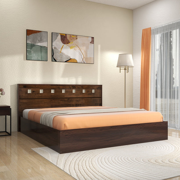 Erinnyes Solidwood Headbord Queen Bed With Box Storage (Non-Woveen)