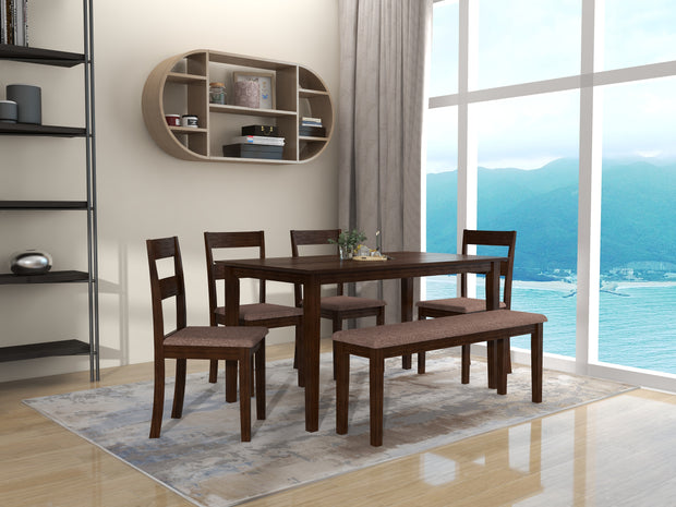 Dallas 6 Seater Solid Wood Dining Set With Bench