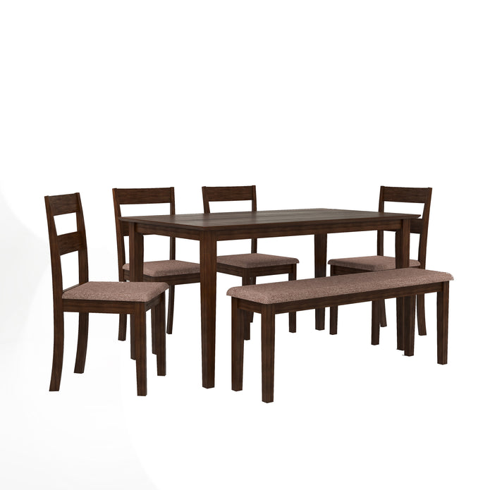 Dallas 6 Seater Solid Wood Dining Set With Bench