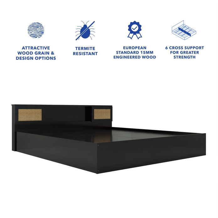 Hoshi Bed With Box Storage With Rattan (Non-Woveen)