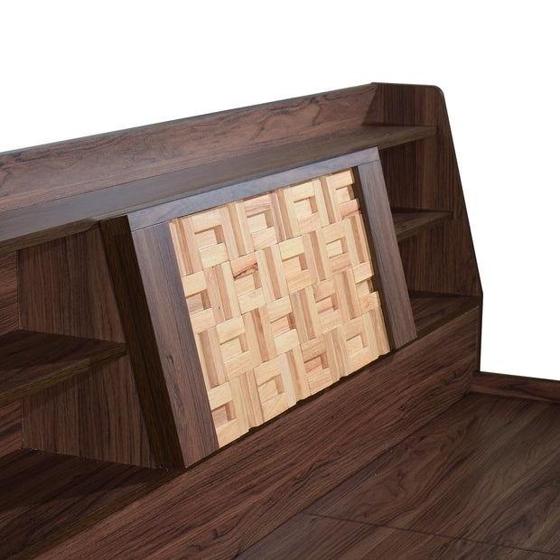 Timber Queen Bed Walnut Base With Box Storage (Non-Woveen)