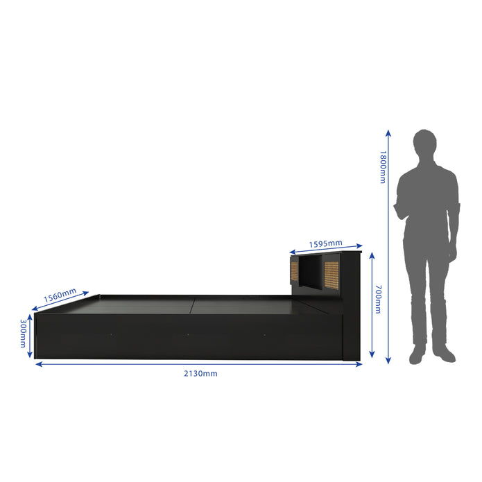 Hoshi Bed With Box Storage With Rattan (Non-Woveen)