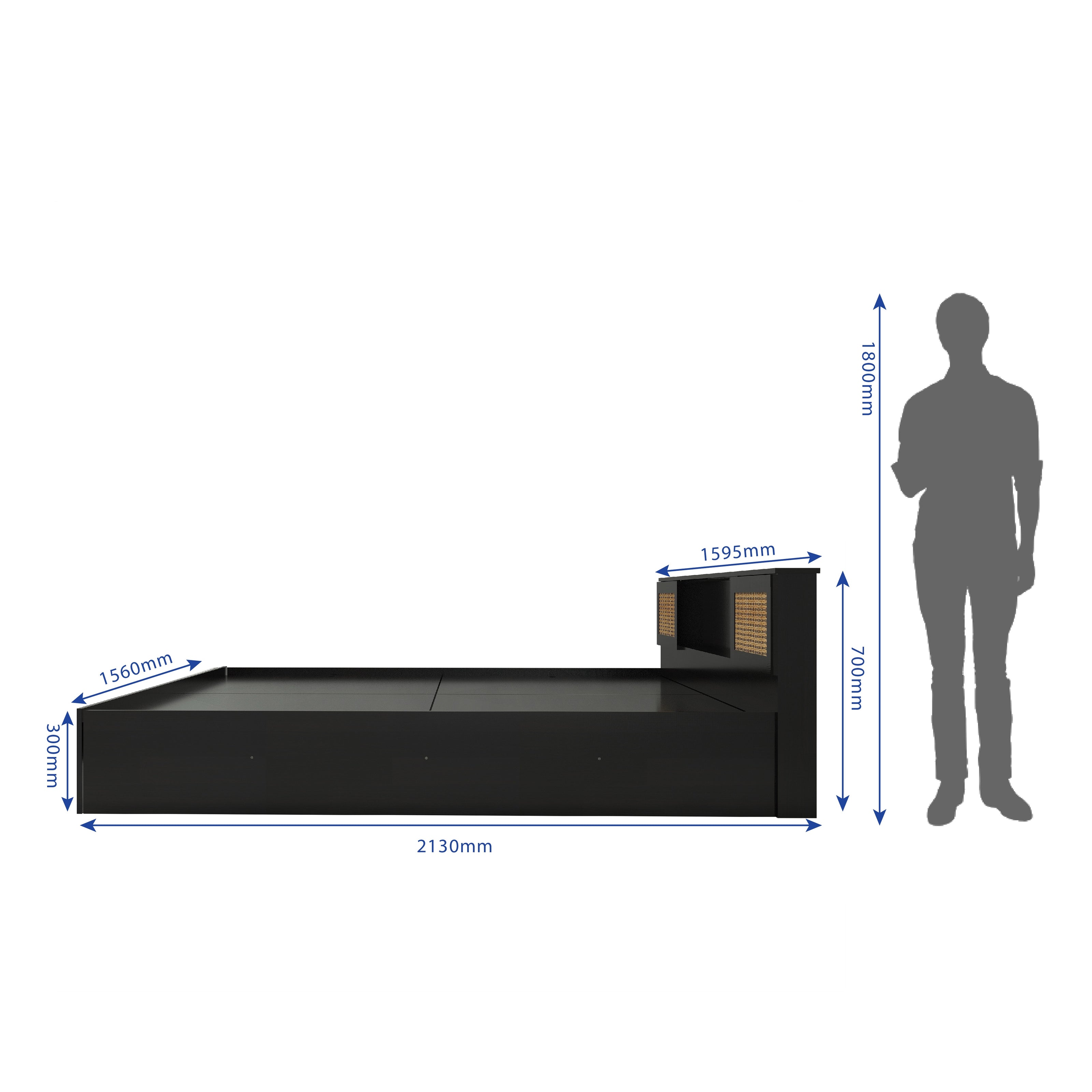 Hoshi Bed With Box Storage With Rattan (Non-Woveen)