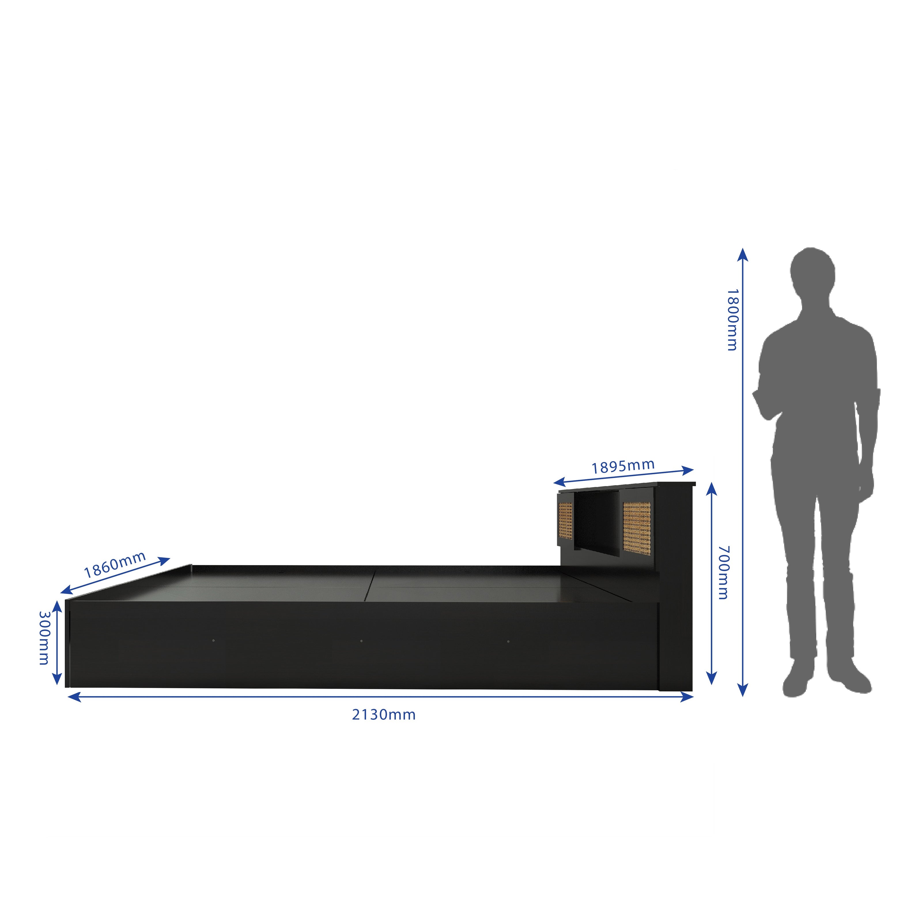 Hoshi Bed With Box Storage With Rattan (Non-Woveen)
