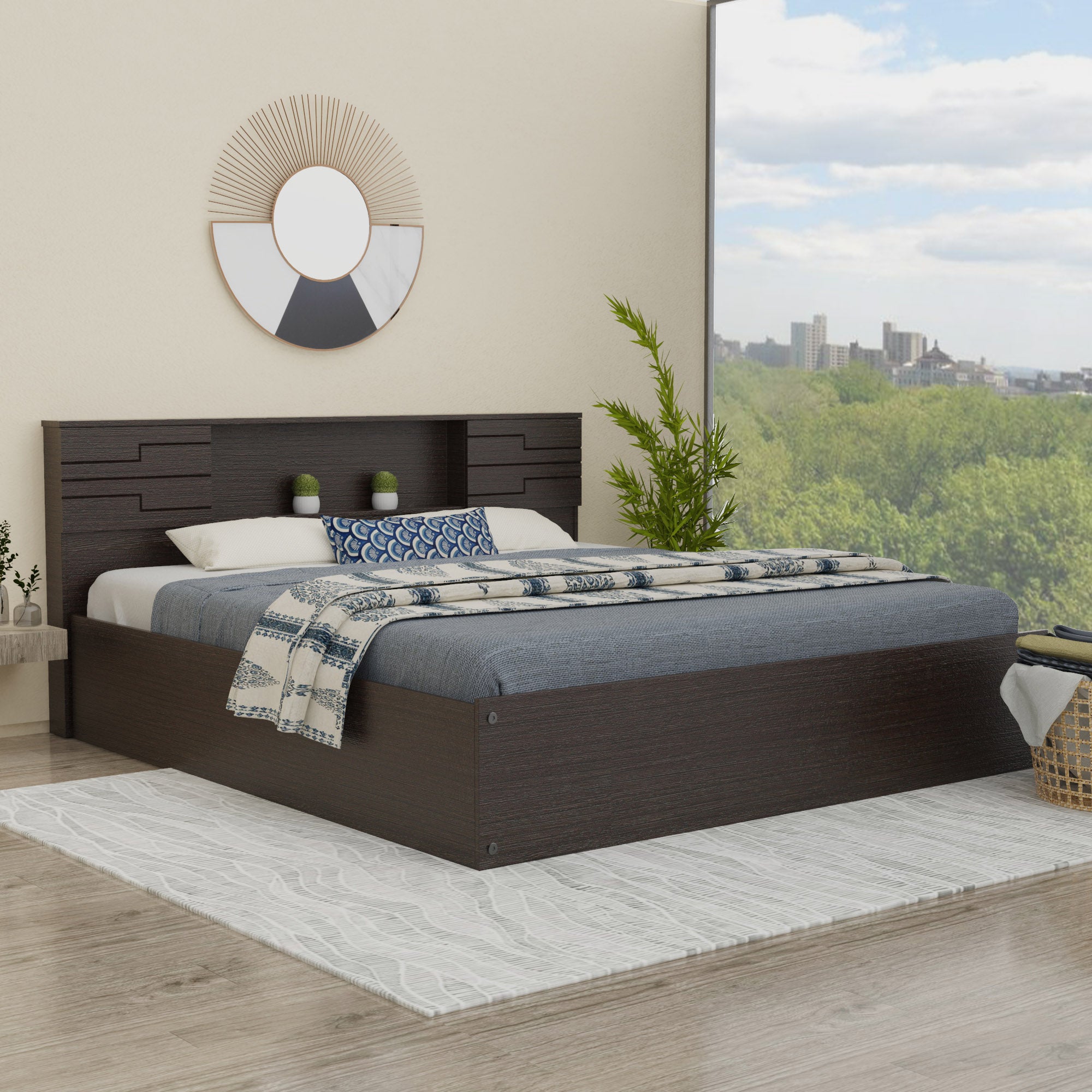 Machai Solid Wood Headboard Bed