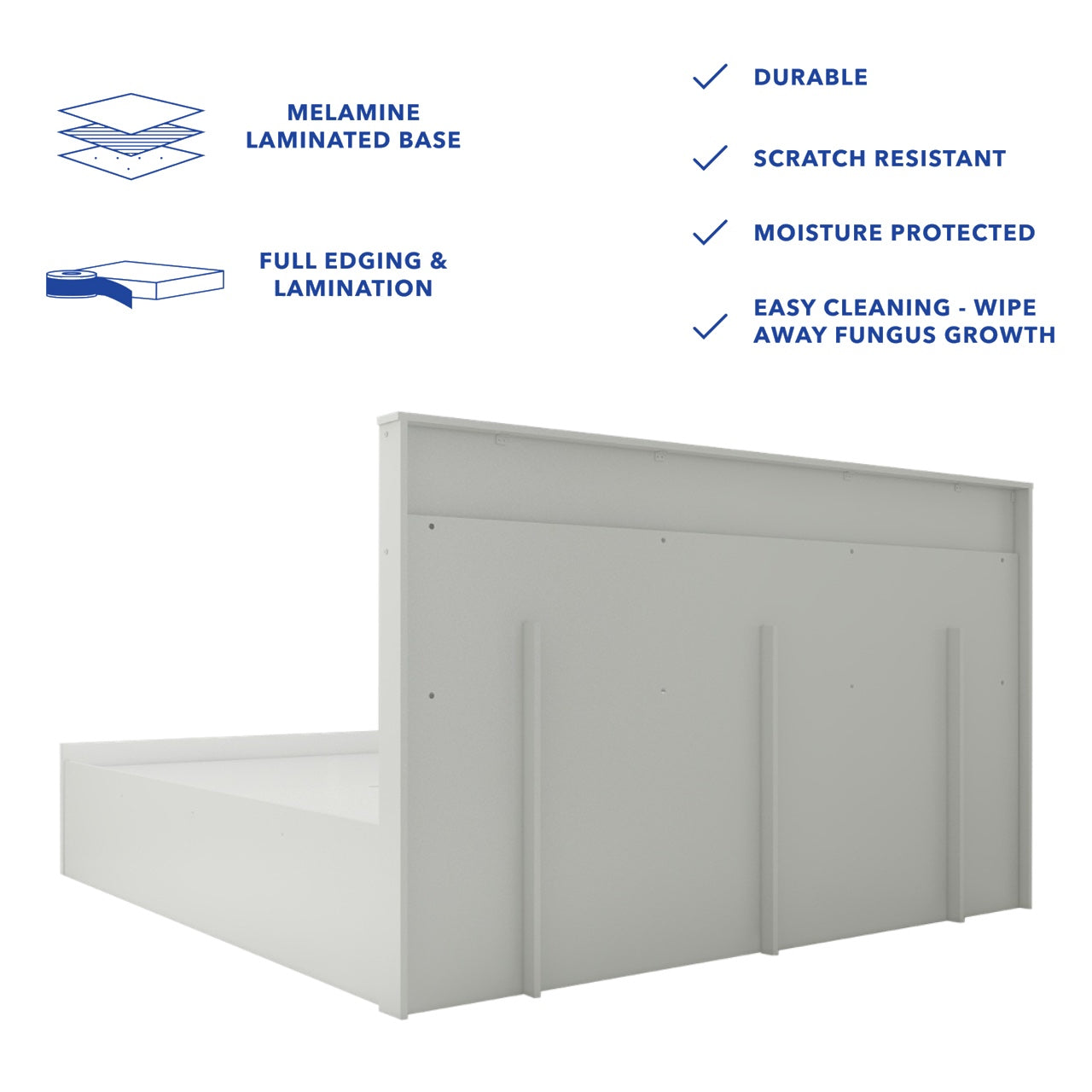 Vesper Bed With Premium Fabric And Box Storage - King Bed