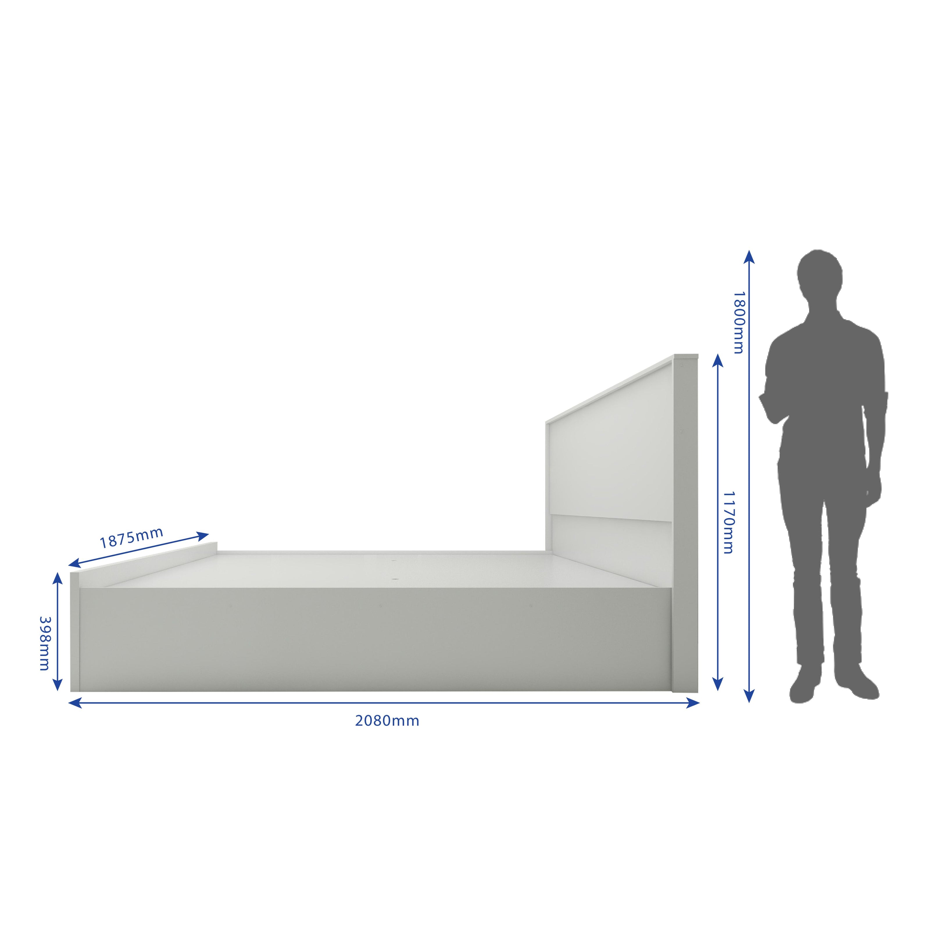 Everly Bed With Premium Fabric And Box Storage - King Bed