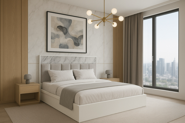 Onyx Bed With Premium Fabric And Box Storage - King Bed