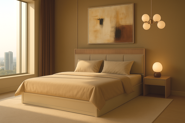 Volare Bed With Premium Fabric And Box Storage - King Bed