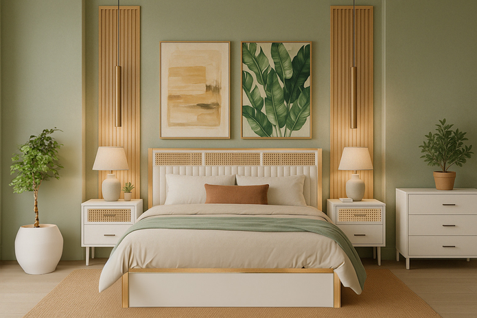 Macari Bed With Premium Fabric And Box Storage - King Bed